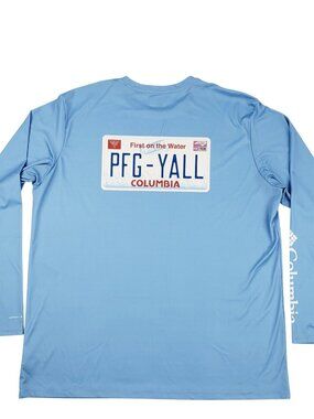 Columbia PFG Shirt Men's XXL Blue Omni-Shade Long Sleeve Pullover Fishing